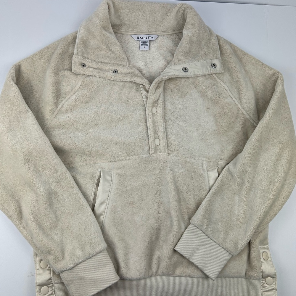 Athleta Off-White Fleece Pullover Sz SP
